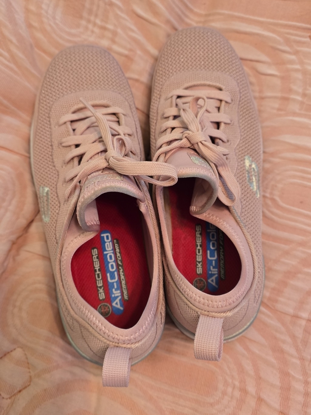 Skechers Air-Cooled Memory Foam Pink Sneakers With Composite Toe